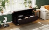 TREXM Classic Storage Bench with Cushioned Seat and Three Drawers for Entryway and Living Room (Espresso) - as Pic