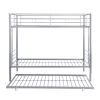 Over Twin Bunk Bed Frame with Trundle,Metal Bunkbed with Sturdy Guard Rail and 2 sideLadders- Silver