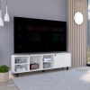 Conquest Tv Stand for TV麓s, Four Open Shelves, Five Legs - Light Oak