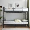 ron Bed Bunk Bed with Ladder for Kids Twin Size Black - black