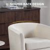 Velvet Accent Chair with Ottoman, Modern Barrel Chair Armchair for Living Room, Bedroom, White - White - Chenille