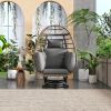 Outdoor Swivel Chair with Cushions, Rattan Egg Patio Chair with Rocking Function for Balcony, Poolside and Garden - Natural+Grey - Wicker