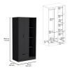 Toccoa Armoire with One-Drawer and Four-Tier Open Shelves - Black