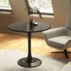 Black Round Table, Modern Dining Table, MDF Top and Steel Base Tulip Round Kitchen Table, 24 inch