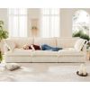 Slipcovered Sofa Couch, Modern 3 Seater Sofa with Suppleness Armrests, Deep Seat Sofa with Soft Multiple Big Pillows & Cream Corduroy Fabric - as Pic