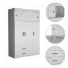 Indiana Armoire, Three Door Cabinet, Two Drawers, Metal Hardware, Rod - White