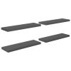 Floating Wall Shelves 4 pcs High Gloss Gray 31.5"x9.3"x1.5" MDF - Grey
