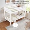 Twin over Twin Bunk Bed with Thick Posts,Wooden Bunk Bed with High Guardrail and Ladder- White - Wood