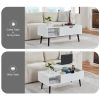 39" Wood Lift Top Coffee Table with Hidden Compartment and Storage Shelf for Living Room, Reception Room, White - White - MDF+Metal