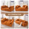 LY-029 ORANGE COMPRESSION SOFA: 4-seater combined sofa, Wood Grain Chenille fabric, full sponge compression sofa,combined sofa with 2 pillows
