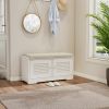 28.74"Shoe Storage Bench with 2 Door Cabinet, Entryway Bench with White Shoe Storage, Shoe Bench with Cushion, Adjustable Shelves