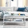 W 39.5" X D 19.5"X H 19.5" 2-layer crystal mirror stainless steel frame coffee table for use in offices, shops, living rooms, or bedrooms - as Pic