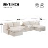 131'' Modular Sectional Sofa with Movable Ottoman and Console,Cup Holder,Wide Seat,6 Seat U Shaped Couch