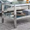 W 39.5" X D 19.5"X H 19.5" 2-layer crystal mirror stainless steel frame coffee table for use in offices, shops, living rooms, or bedrooms - as Pic