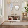 28.74"Shoe Storage Bench with 2 Door Cabinet, Entryway Bench with White Shoe Storage, Shoe Bench with Cushion, Adjustable Shelves