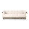 Mirod Comfy 3-Seat Sofa with Wooden Legs, Retro Style for Living Room - as Pic