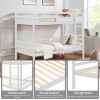 Twin over Twin Bunk Bed with Ladder,Wooden Bunk Bed with High Guardrail and Ladder - White - Wood