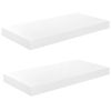 Floating Wall Shelves 2 pcs High Gloss White 19.7"x9.1"x1.5" MDF - White