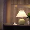 Pottery ceramics table lamp pleated lampshade bedside lamp ambient night light - one-size