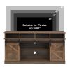 TV Stand Sliding Barn Door Modern&Farmhouse Wood Entertainment Center, Up to 65",Natural Brown - Brown - MDF+Metal