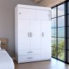 Indiana Armoire, Three Door Cabinet, Two Drawers, Metal Hardware, Rod - White