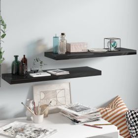 Floating Wall Shelves 2 pcs High Gloss Black 31.5"x9.3"x1.5" MDF - Black