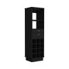 Classic Bar Cabinet, Two Drawers, Twelve Built-in Wine Rack-Black - as Pic