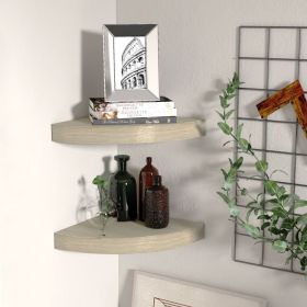Floating Corner Shelves 2 pcs Oak 9.8"x9.8"x1.5" MDF - Brown