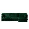 L-Shaped Slipcovered Sectional Sofa Couch, Comfy Deep Seat Cloud Couch with Convertible Ottoman Set Green Corduroy