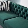Chesterfield Modern Tufted Velvet Living Room Sofa, 84.25''W Couch,Green - as Pic