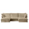 Slipcovered U Shape Sectional Deep Seat Sofa Couch, 3 Seater Sofa with French Edges Design, Camel