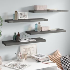 Floating Wall Shelves 4 pcs High Gloss Gray 31.5"x9.3"x1.5" MDF - Grey