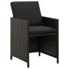 9 Piece Patio Dining Set with Cushions Poly Rattan Black - Black