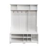 Hall Tree with Shoe Bench, Coat Rack ,Shoe Storage ,Storage Shelves and Pegboard, for Hallways, Halls and Bedrooms - White