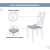 Rustic Minimalist Wood 5-Piece Dining Table Set with 4 X-Back Chairs for Small Places - White - Solid Wood