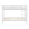 Twin over Twin Bunk Bed with Ladder,Wooden Bunk Bed with High Guardrail and Ladder - White - Wood
