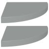 Floating Corner Shelves 2 pcs Gray 13.8"x13.8"x1.5" MDF - Grey
