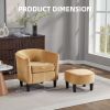 Velvet Accent Chair with Ottoman, Modern Barrel Chair Armchair for Living Room, Bedroom, Yellow - Yellow - Chenille