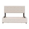 Upholstered Platform Bed with Classic Headboard and 4 Drawers, No Box Spring Needed, Linen Fabric, Queen Size Beige(OLD SKU :LP000114AAA) - pic