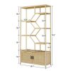 Rattan 7 Tier Bookcase with Cabinet