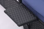 Outdoor Patio Chaise Lounge Chair,Lying in bed with PE Rattan and Steel Frame,PE Wickers,Pool Recliners- Black+Blue