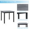 5-Piece Counter Height Dining Set Wood Square Dining Room Table and Chairs Stools w/Footrest & 4 Upholstered high-back Chairs - Black - Solid Wood