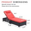 Outdoor Patio Chaise Lounge Chair,Lying in bed with PE Rattan and Steel Frame,PE Wickers,Pool Recliners- Black+Red