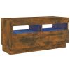 TV Stand with LED Lights Smoked Oak 31.5"x13.8"x15.7" - Brown