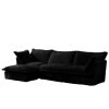 Black Curdoroy L-Shaped Slipcovered Sectional Sofa Couch, Comfy Deep Seat Cloud Couch with Convertible Ottoman & 2 Big Pillows