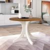 Mid-Century Solid Wood 5-Piece Round Dining Table Set, Kitchen Table Set with Upholstered Chairs for Small Places - Walnut - Solid Wood