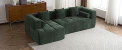 101.2" Sectional Sofa Full-Compressed Sofa Modular Sofa Couch Free-combined Sofa with Deep Seating for Living Room, Green - as Pic