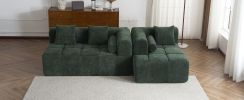 101.2" Sectional Sofa Full-Compressed Sofa Modular Sofa Couch Free-combined Sofa with Deep Seating for Living Room, Green - as Pic