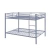 Full Over Full Bunk Bed, Heavy Duty Metal Bunk Bed Frame with Built-in Ladder and Safety Guard Rail, Low Metal Bunk Bed Frame-Gray