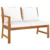 4 Piece Patio Lounge Set with Cushion Cream Solid Acacia Wood - Brown